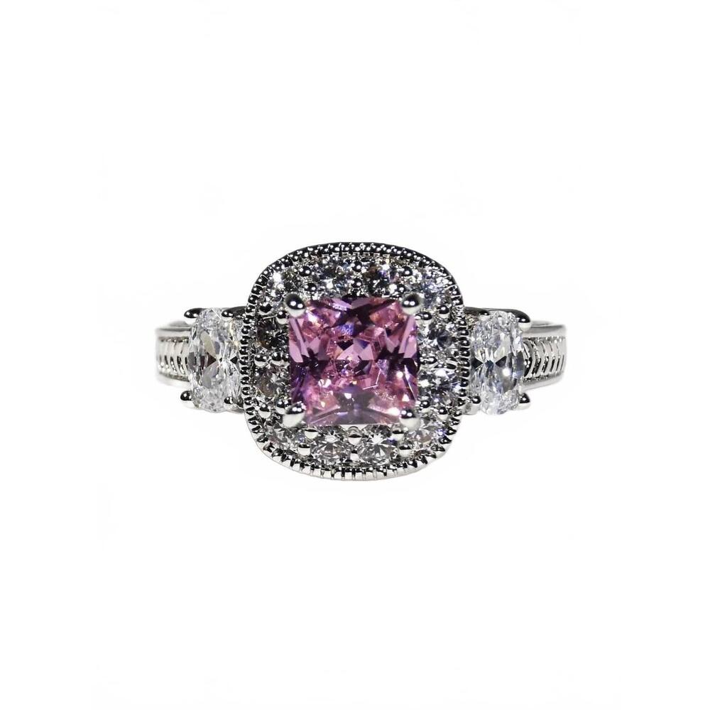 NEW FAIRE cubic zirconia & crystal ring in pink
